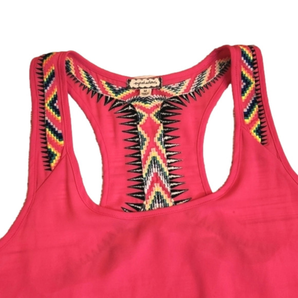 WOMENS Eyeshadow hot pink/magenta bohemian embroidered tank size Medium. - Picture 4 of 16